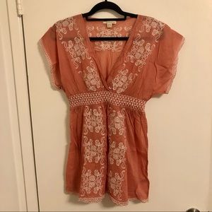 Forever 21 Coral Blouse with Lace Detailing